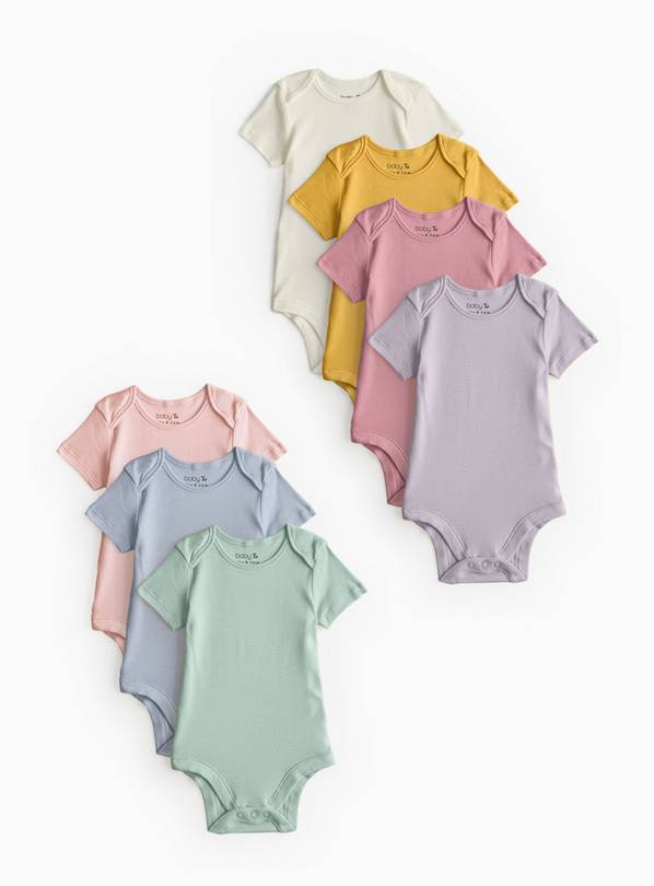 Pastel Short Sleeve Bodysuits 7 Pack Up to 3 mths